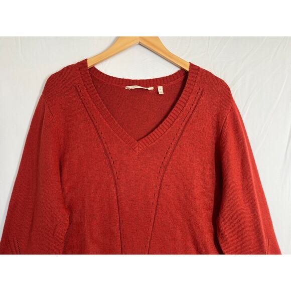 Soft Surroundings V Neck Sweater Womens Sz 2X Pullover Burnt Orange Casual - Picture 3 of 11